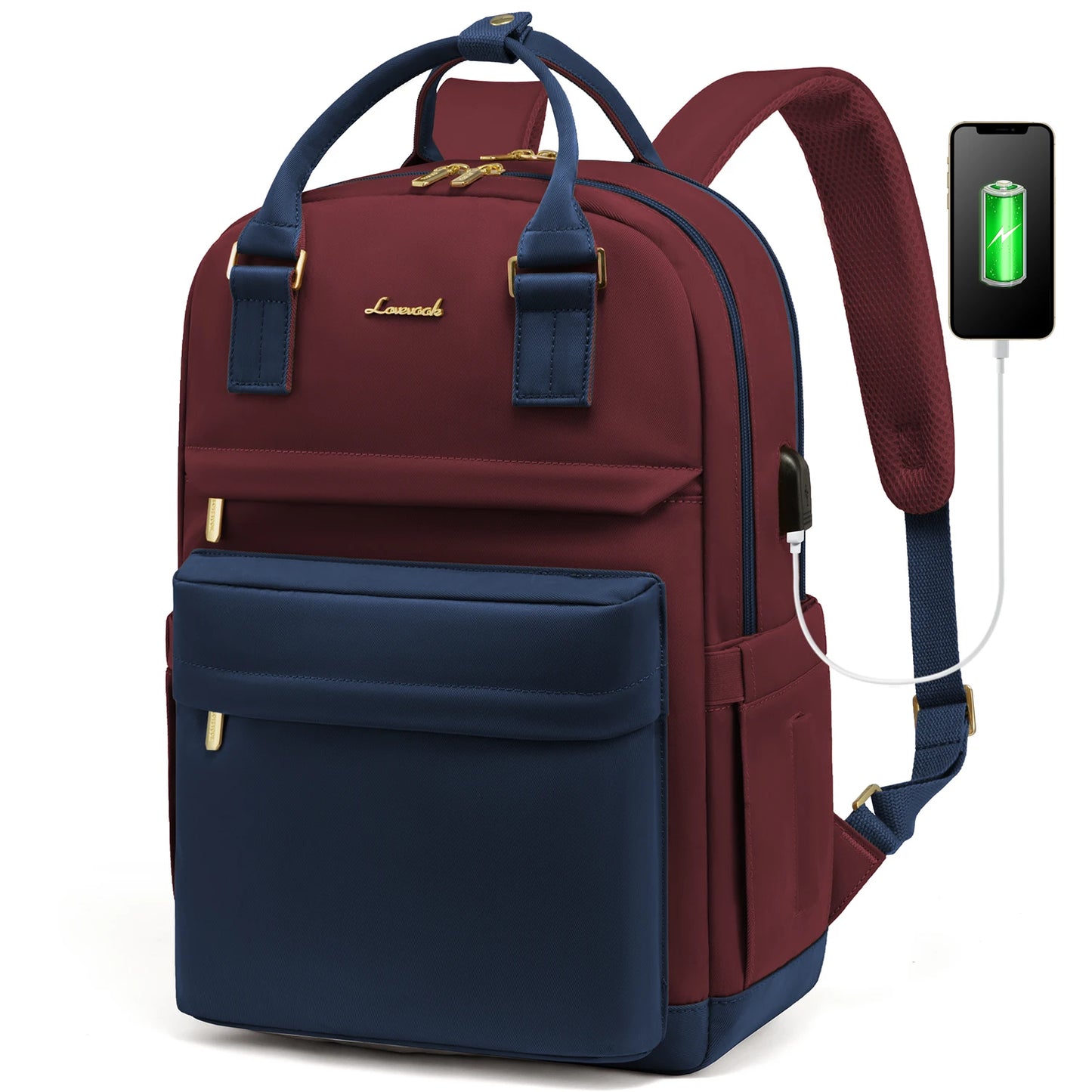 LOVEVOOK Fashion Stylish Girls Travel School Nylon BookBag With USB Waterproof Teacher Nurse Student Laptop Backpack for Women