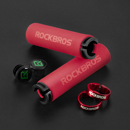 ROCKBROS Cycling Grips Anti-skid Shockproof Silicone Sponge Handlebar Grips MTB Road Bike Grips Ultraight Cycling Handlebars