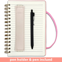 Pink Girls A5 Travel Leather Notebook Spiral Notebook with Pen Holder & Pen for Writing - MANDOTOS INTERNATIONAL