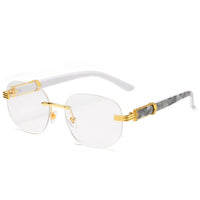 Retro Square Hip Hop Sunglasses Gold Rimless Shades - Men Women Fashion - MANDOTOS INTERNATIONAL