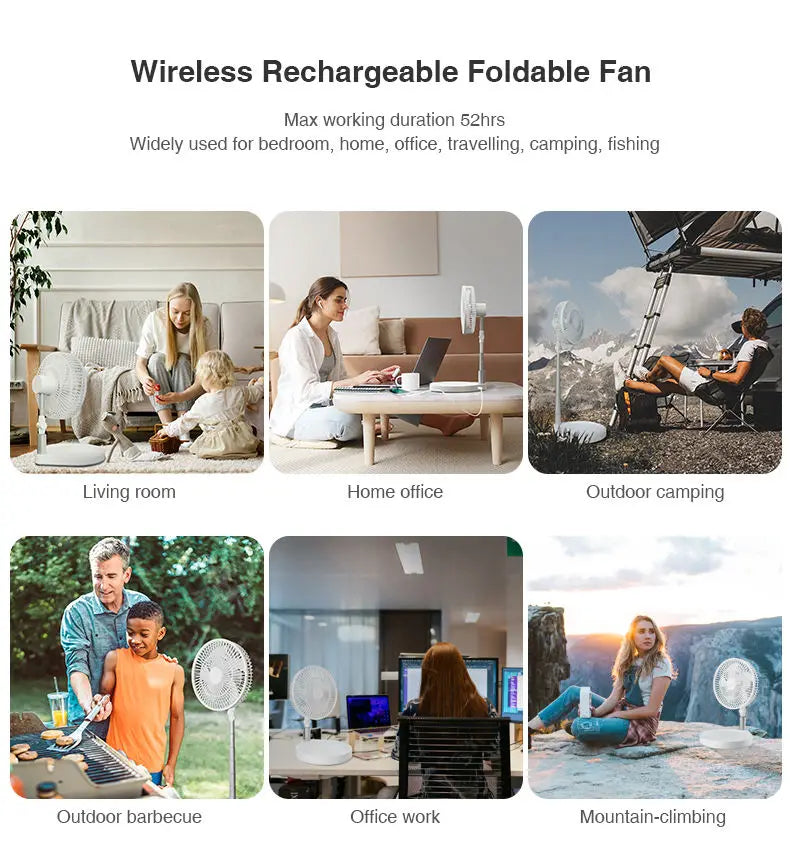 Portable Rechargeable Outdoor Standing Fan with Remote & LED Light - MANDOTOS INTERNATIONAL