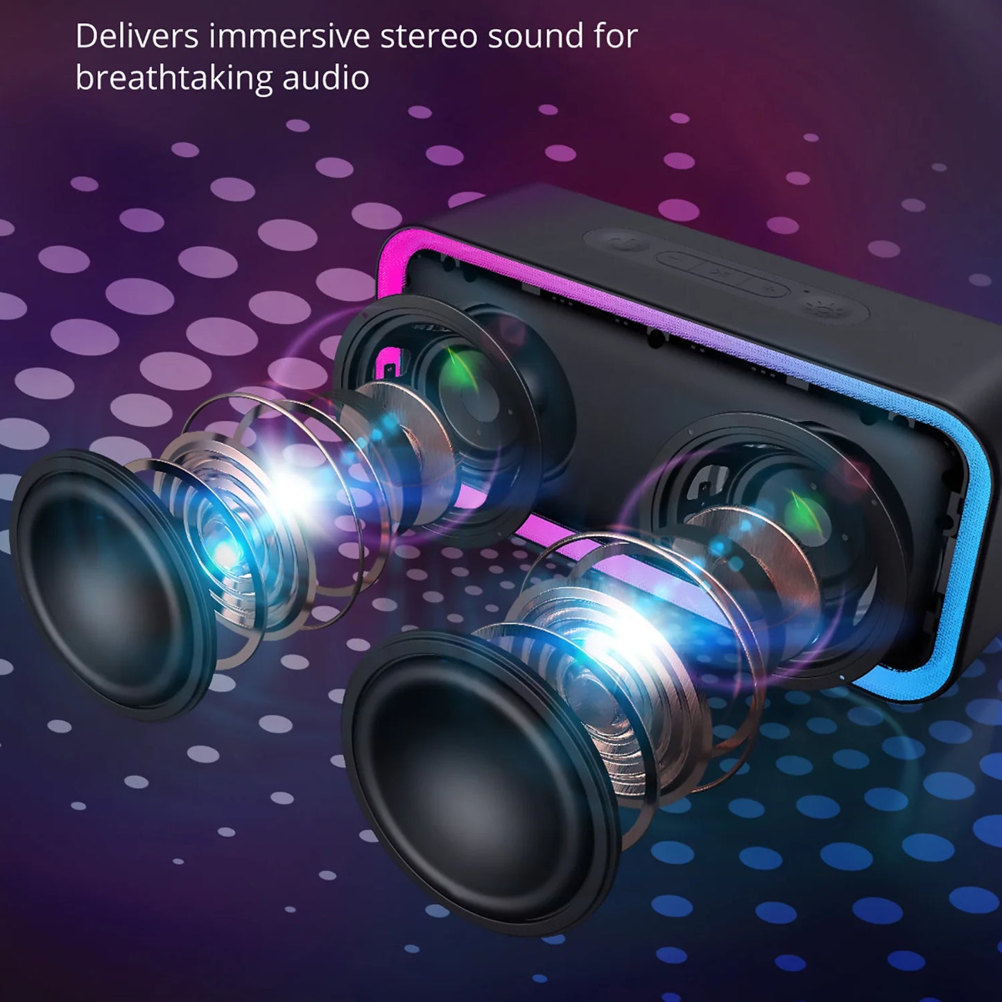 A6 Waterproof Bluetooth Speaker ACOME Portable Wireless Speaker 10W Sound RGB TWS Pairing V5.0 Bass for Party Travel Outdoor
