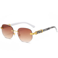Retro Square Hip Hop Sunglasses Gold Rimless Shades - Men Women Fashion - MANDOTOS INTERNATIONAL