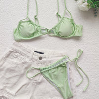 Unique Design Thong Bikini Lace up Beach Womens Swimwear 2 Piece Swimsuits