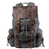 Vintage Batik Canvas Leather Backpacks for Men Laptop Daypacks Waterproof Canvas Rucksacks Mountaineering Travel Backpack