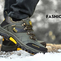 Brand Men Winter Snow Boots Waterproof Leather Sneakers Super  Warm Men's Boots Outdoor Male Hiking Boots Work Shoes Size 39-47