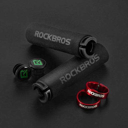 ROCKBROS Cycling Grips Anti-skid Shockproof Silicone Sponge Handlebar Grips MTB Road Bike Grips Ultraight Cycling Handlebars