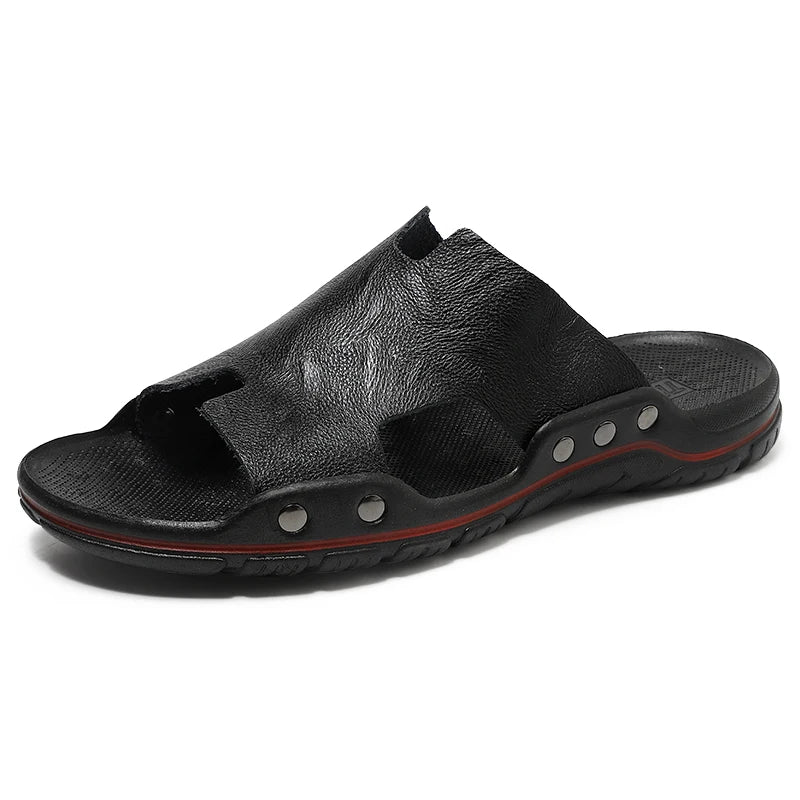 2026 Handmade Ultra Comfort Leather Retro Fashion Mens Summer Beach Slippers Flat Shoes Thong Leather Sandals