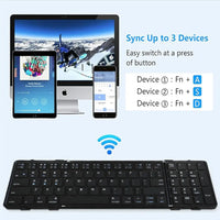 Full Size Foldable Wireless Keyboard with Numeric Keypad Wireless Folding Keyboard Rechargeable Portable Travel Keyboard