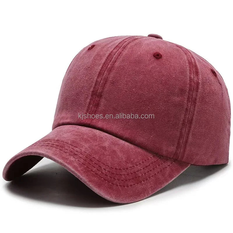 2027 NEW KJ Retro Style Men's Women's Baseball Cap Wide Brim Sunshade Duck Tongue Sports Washed Light Plate Denim Dad Hats
