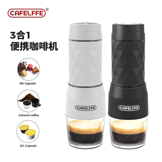 Cafelffe 3 In1 Portable Coffee Machine Hot/Cold Water Manual Espresso Maker for Capsule & Ground Hand Press Brewer Hiking Travel