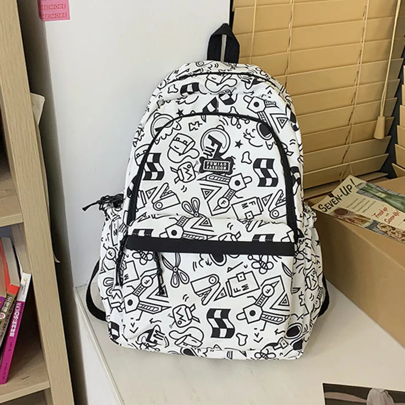 Large Capacity School Bag Travel Bags Girl Boy Bookbags High Teenager Student Plaid Backpack Cute Print Schoolbags
