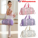 Glitter Hearts Ballet Bag for Girls - US Stock Duffel Travel Weekender Gym Bag - MANDOTOS INTERNATIONAL