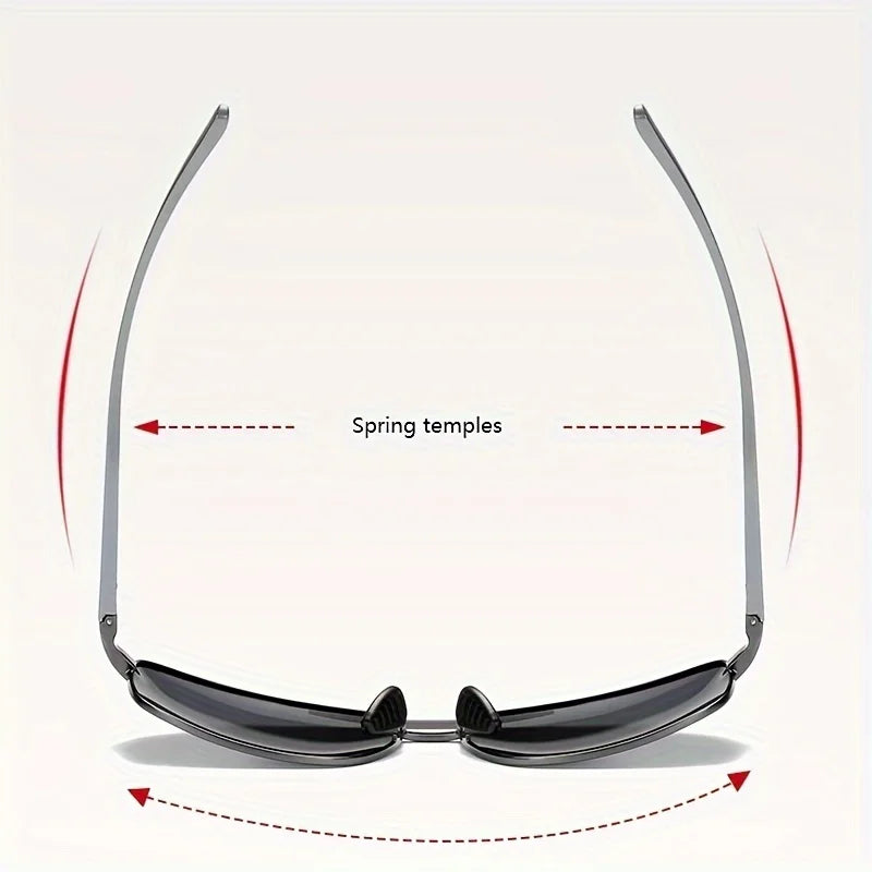 Men'S Black Metal Framed Fashion Glasses Sunglasses TAC Lenses for Day & Night Driving, Stylish Daily Leisure Wear