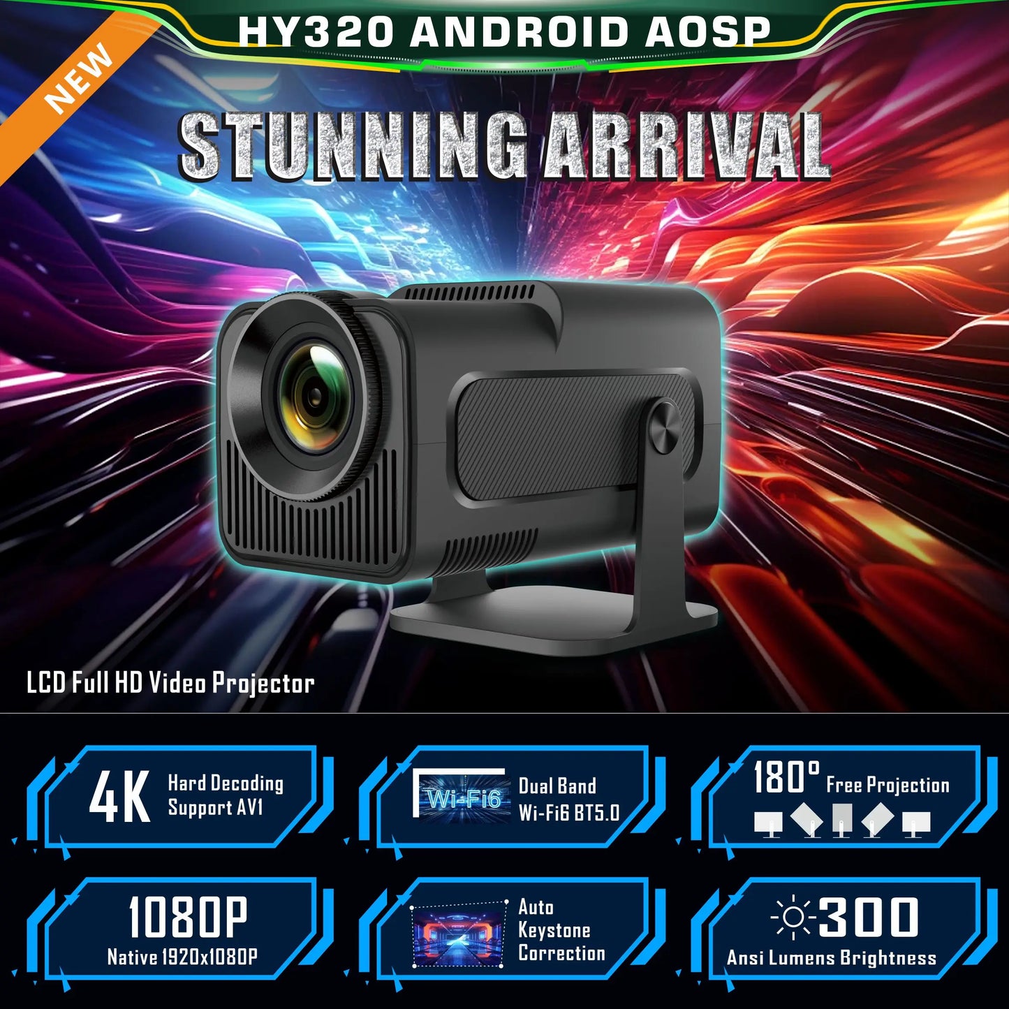 Wholesale HY320 Full Hd Home Theater Proyector Mini Smart Android Projectors Portable Outdoor Travel Projector 4K