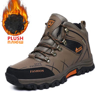 Brand Men Winter Snow Boots Waterproof Leather Sneakers Super  Warm Men's Boots Outdoor Male Hiking Boots Work Shoes Size 39-47