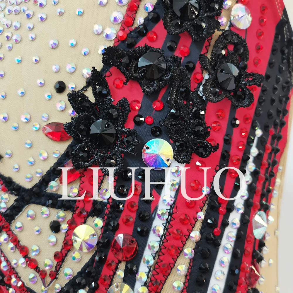 For LIUHUO Professional Tailored Red Synchronized Swimming Team Performance Swimsuit Custom Designed for Optimal Performance