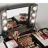 High Quality Makeup Travel Rolling Carry case Cosmetic Beauty Trolley Suitcase with Lights