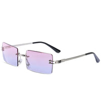 HBK Fashion Retro Vintage Unisex Gradient Tinted Small Square Rimless UV400 Comfortable Lightweight Durable Sunglasses