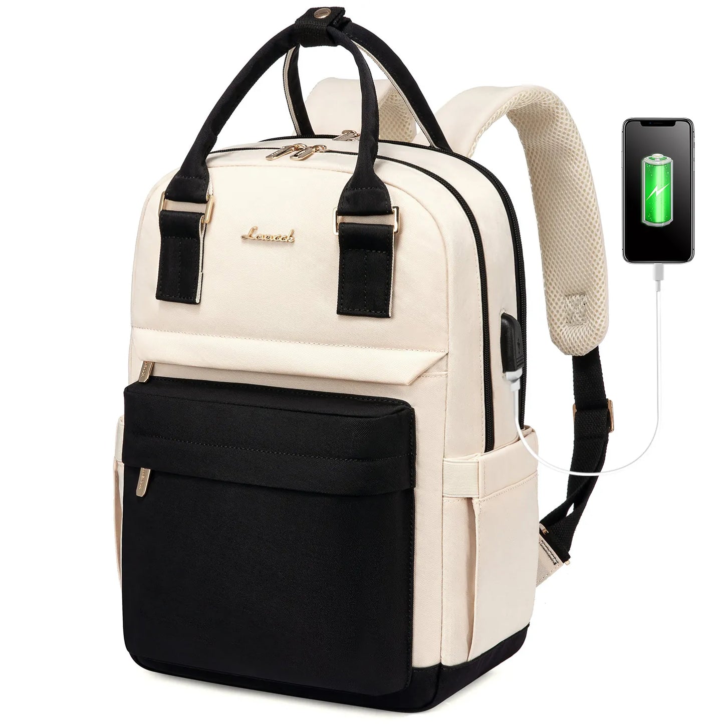 LOVEVOOK Fashion Stylish Girls Travel School Nylon BookBag With USB Waterproof Teacher Nurse Student Laptop Backpack for Women