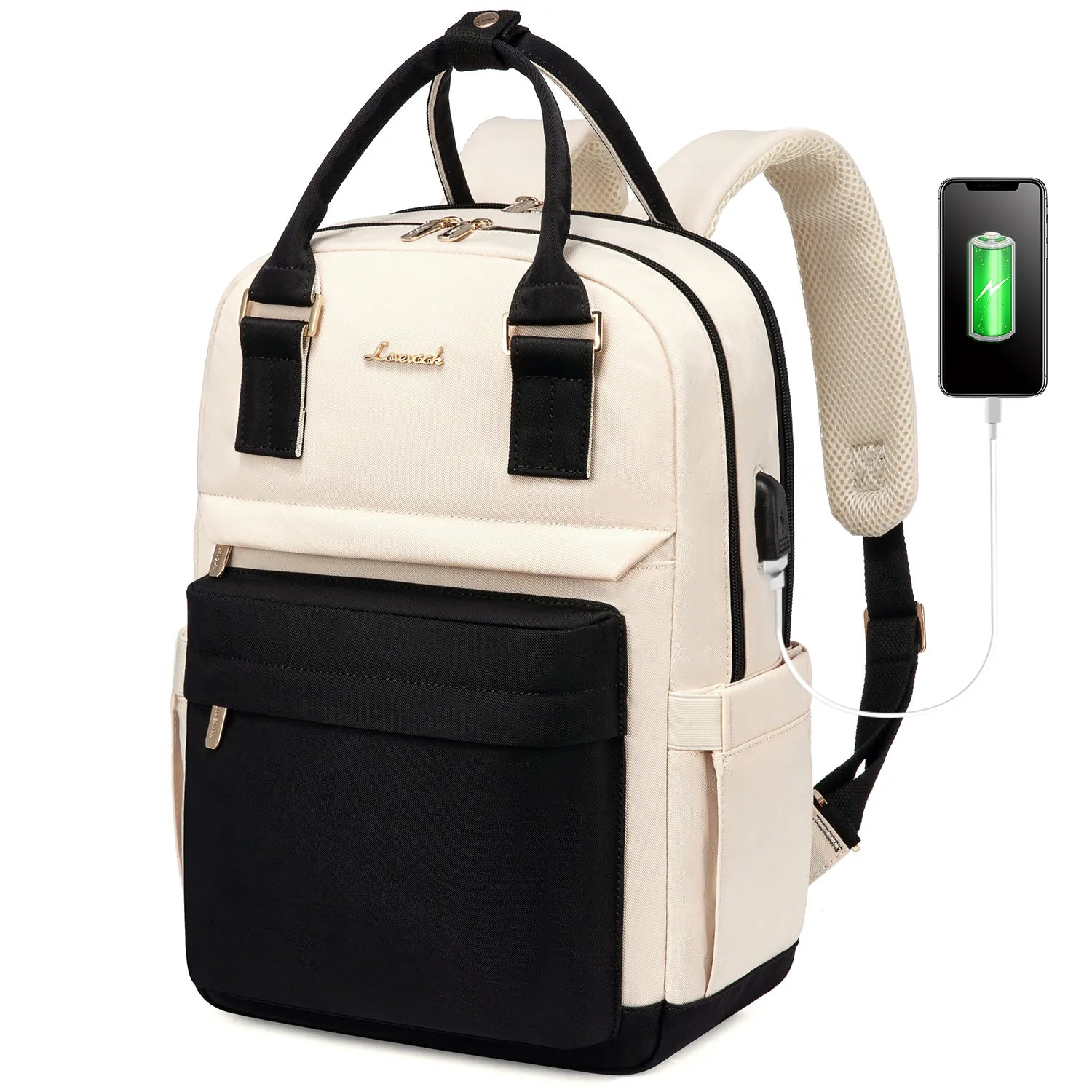 LOVEVOOK Fashion Stylish Girls Travel School Nylon BookBag With USB Waterproof Teacher Nurse Student Laptop Backpack for Women