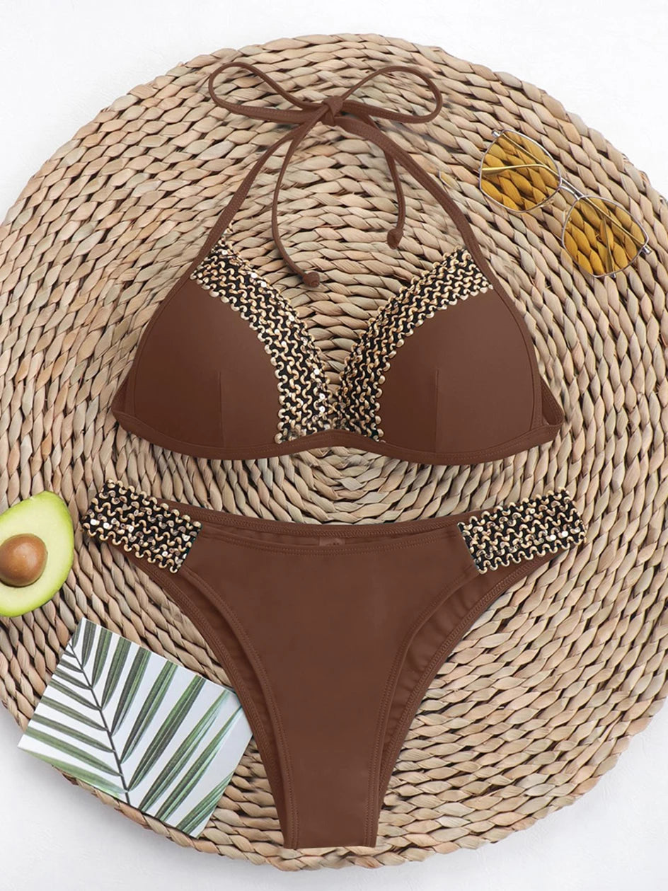 Push up Bikini 2023 Women Swimsuit Thong Bikinis Set Brazilian Sexy Halter Swimwear Woman Bathing Suits Swimming for Beach Wear