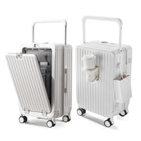 US Warehouse 20 Inches Hard Shell Trolley Suitcase Luggage Waterproof Lightweight Front Open Travel PC Luggage with Cup Holder