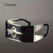 VIUIRNKA Men's Sunglasses, Cyberpunk Metal Wraparound Frame, Wide Temple Futuristic Design With Case, Lightweight Street Style