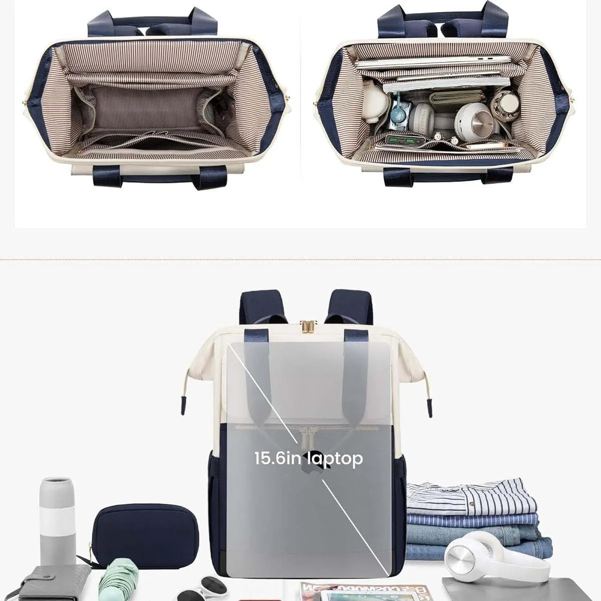 Super Lightweight Women's Travel Laptop Backpack with Curved Shoulder Straps - MANDOTOS INTERNATIONAL