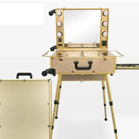 High Quality Makeup Travel Rolling Carry case Cosmetic Beauty Trolley Suitcase with Lights