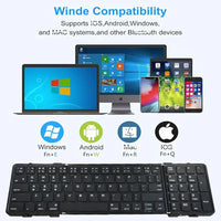 Full Size Foldable Wireless Keyboard with Numeric Keypad Wireless Folding Keyboard Rechargeable Portable Travel Keyboard