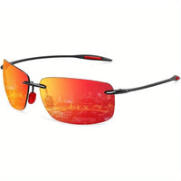Polarized Sunglasses for Men & Women - Tr90 Rimless Frame, Lightweight & Durable, Protection for Running, Fishing, Baseball