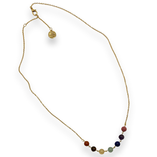 Chakra Balance Necklace with Natural Gemstones and Charm