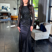Isra Long Sleeve Sequin Embellished Jersey Modest Dress