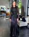 Isra Long Sleeve Sequin Embellished Jersey Modest Dress