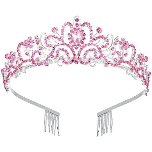Crystal Queen Rhinestone Tiara with Combs - MANDOTOS INTERNATIONAL