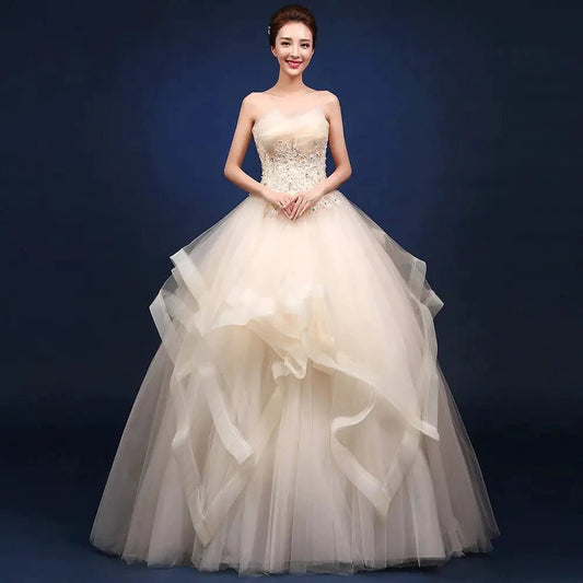 Elegant One - Shoulder Bridal Gowns - MANDOTOS INTERNATIONAL