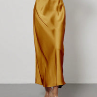 In-Stock Cross-Border Women's Clothing Wholesale European and American Style Elegant Satin Midi Skirt Slimming and Flowy