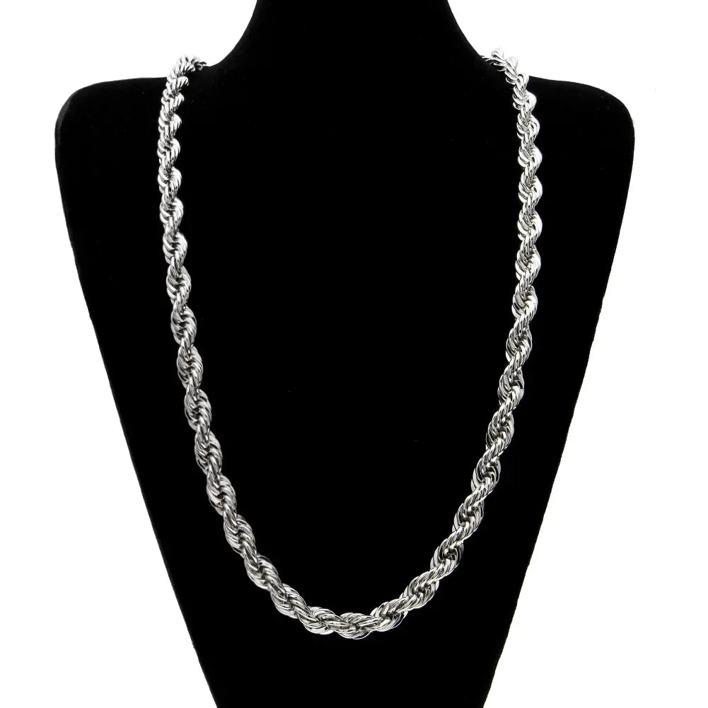 Men's hip-hop gold-plated European and American necklace fashion high sense 1cm thick twist necklace twisted rope chain a generation of hair