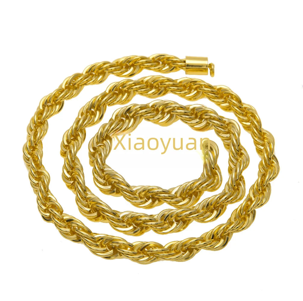 Men's hip-hop gold-plated European and American necklace fashion high sense 1cm thick twist necklace twisted rope chain a generation of hair