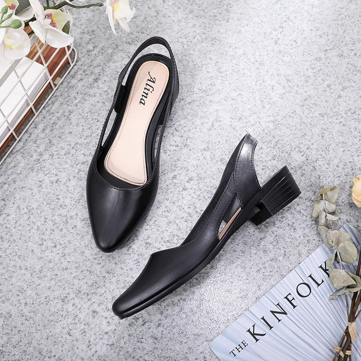 Fashion New Sandals Women's Shallow Mouth Mid-Low Heel Flats 2025 Korean Style Plastic Breathable Outer Wear Casual Jelly Sandals