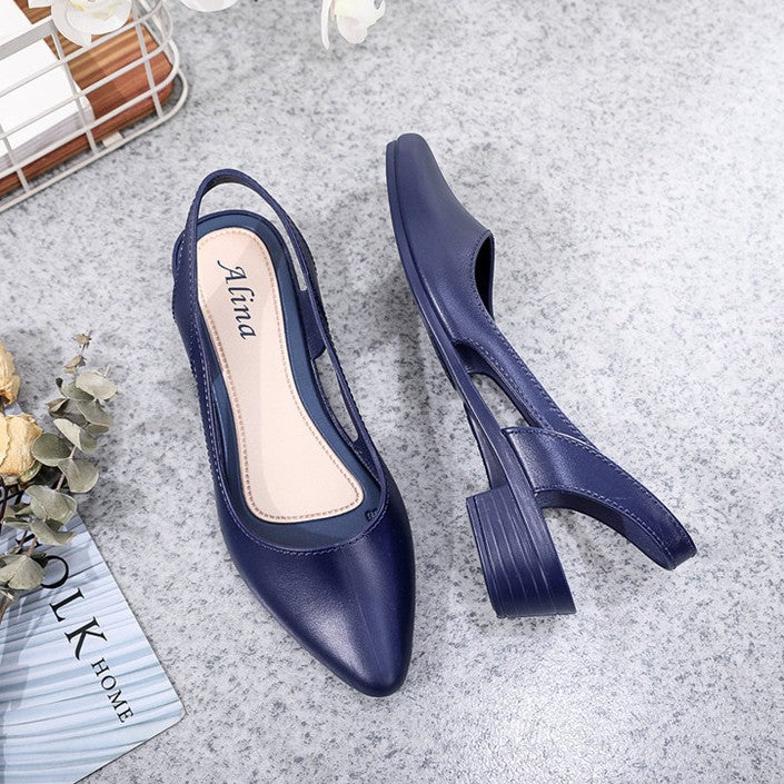 Fashion New Sandals Women's Shallow Mouth Mid-Low Heel Flats 2025 Korean Style Plastic Breathable Outer Wear Casual Jelly Sandals