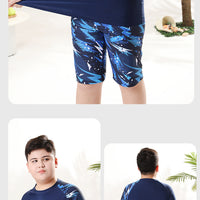 Children's Swimwear for Boys, Two-Piece Swim Trunks for Older Boys, 2026 New Model, Professional Sun-Protective Swimsuit, Hot Spring Set