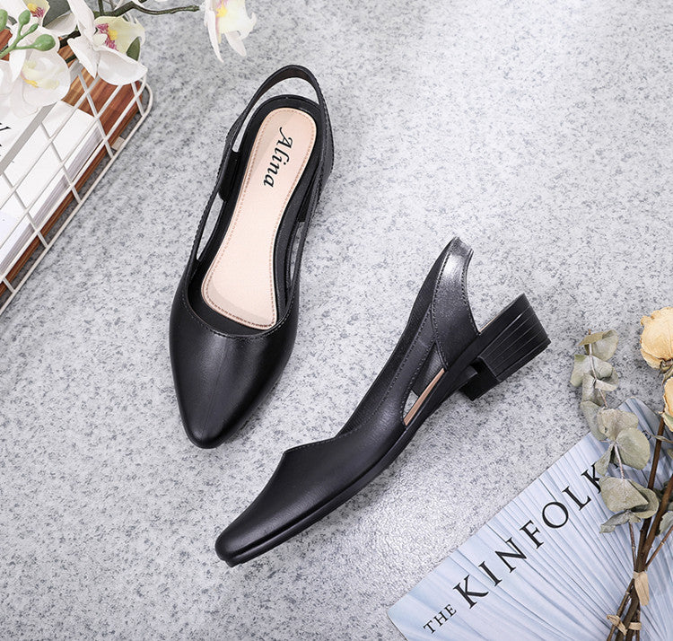 Fashion New Sandals Women's Shallow Mouth Mid-Low Heel Flats 2025 Korean Style Plastic Breathable Outer Wear Casual Jelly Sandals