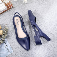 Fashion New Sandals Women's Shallow Mouth Mid-Low Heel Flats 2025 Korean Style Plastic Breathable Outer Wear Casual Jelly Sandals