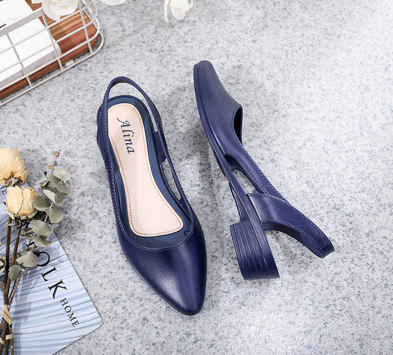 Fashion New Sandals Women's Shallow Mouth Mid-Low Heel Flats 2025 Korean Style Plastic Breathable Outer Wear Casual Jelly Sandals