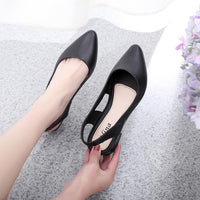 Fashion New Sandals Women's Shallow Mouth Mid-Low Heel Flats 2025 Korean Style Plastic Breathable Outer Wear Casual Jelly Sandals