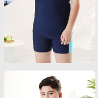Children's Swimwear for Boys, Two-Piece Swim Trunks for Older Boys, 2026 New Model, Professional Sun-Protective Swimsuit, Hot Spring Set