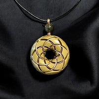 Torus Pendant- Brass and Libyan Desert Glass Orgonite Necklace Rodin Coil -