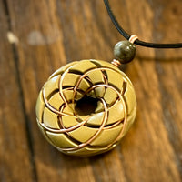 Torus Pendant- Brass and Libyan Desert Glass Orgonite Necklace Rodin Coil -